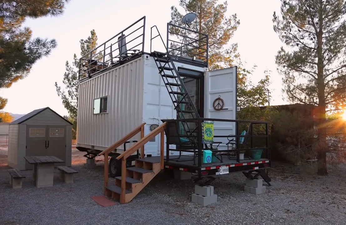 Accepting Modest Living on Container Home on Wheels